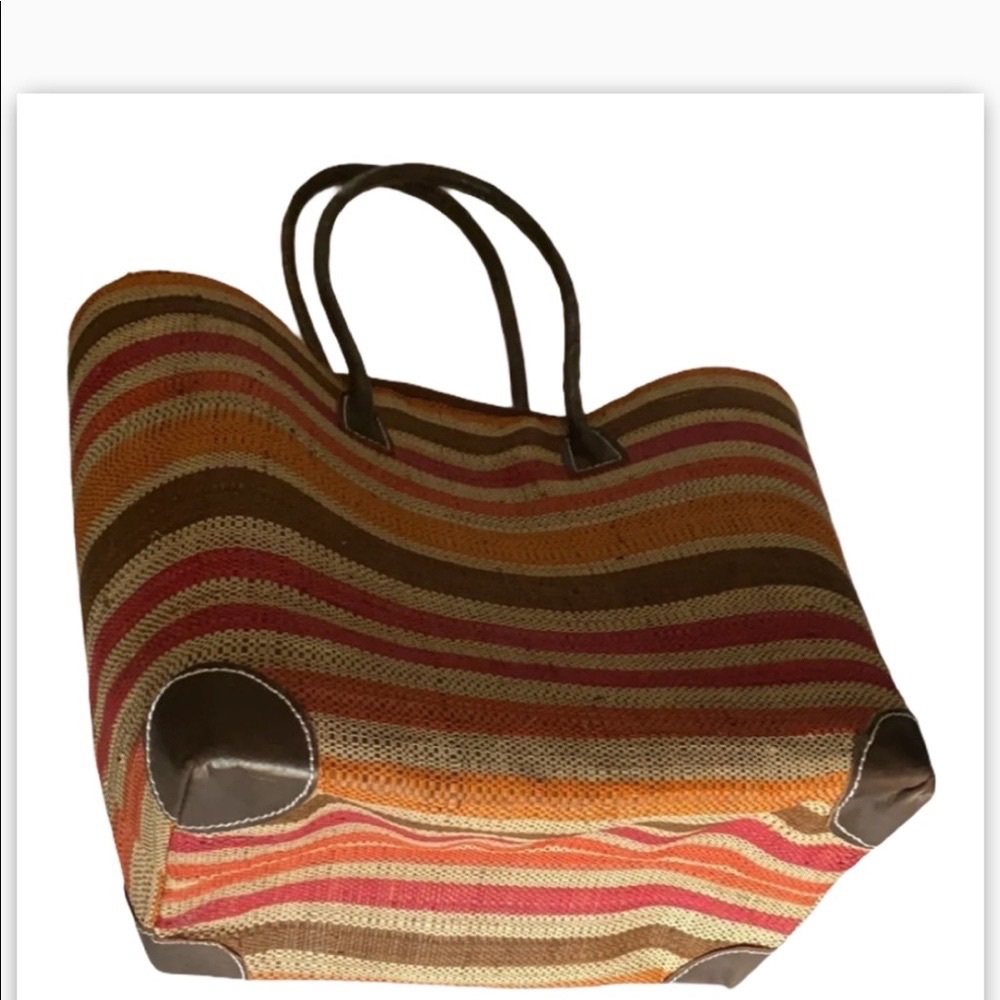 Studio Straw Brown Multi Tote Bag